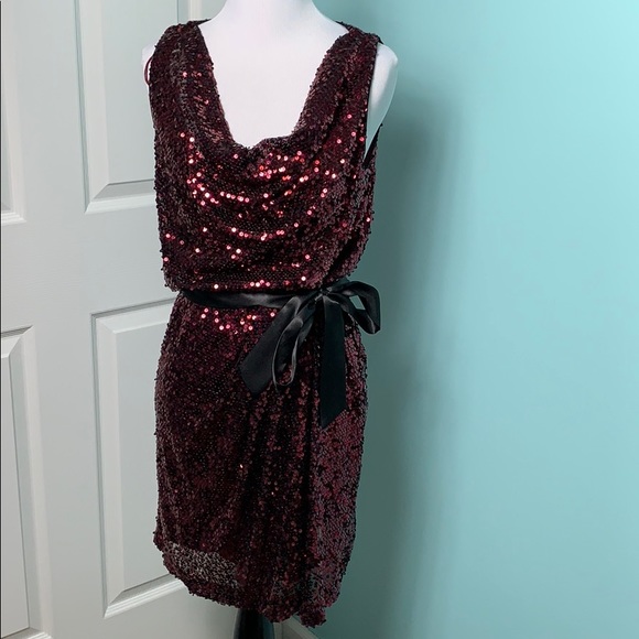 Cache Merlot Sequin Mini Dress - Picture 3 of 12